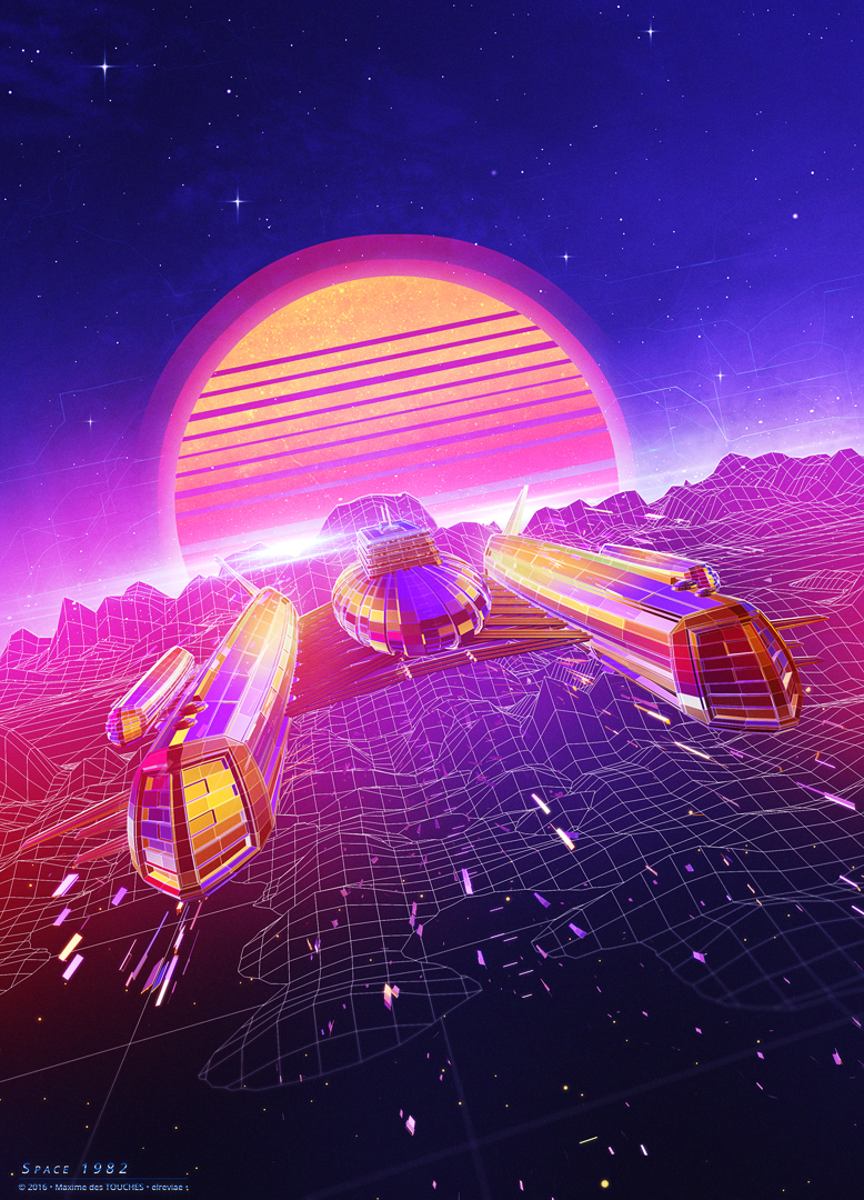 lowpoly low-poly 3D Retro illustrations Polygons Wires characters sci-fi 80s