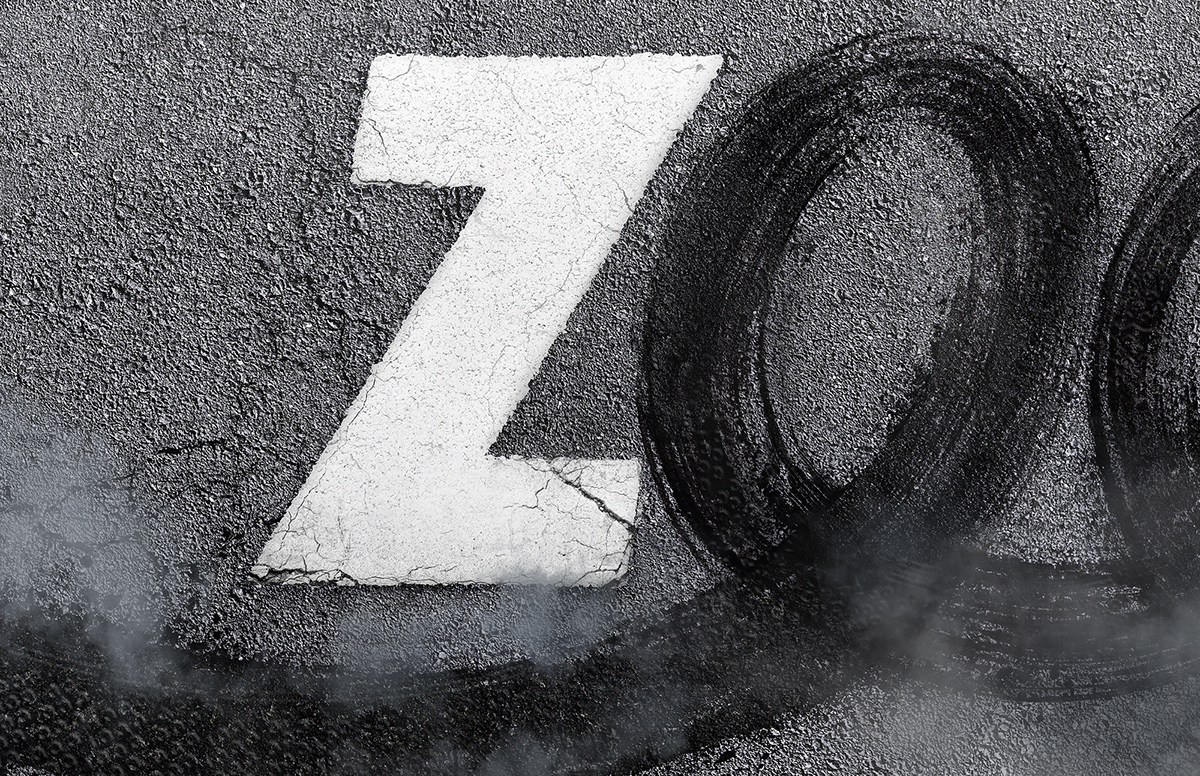 creative lettering Nike zoom Find your Fast asphalt smoke road signage texture photographic illustration burning