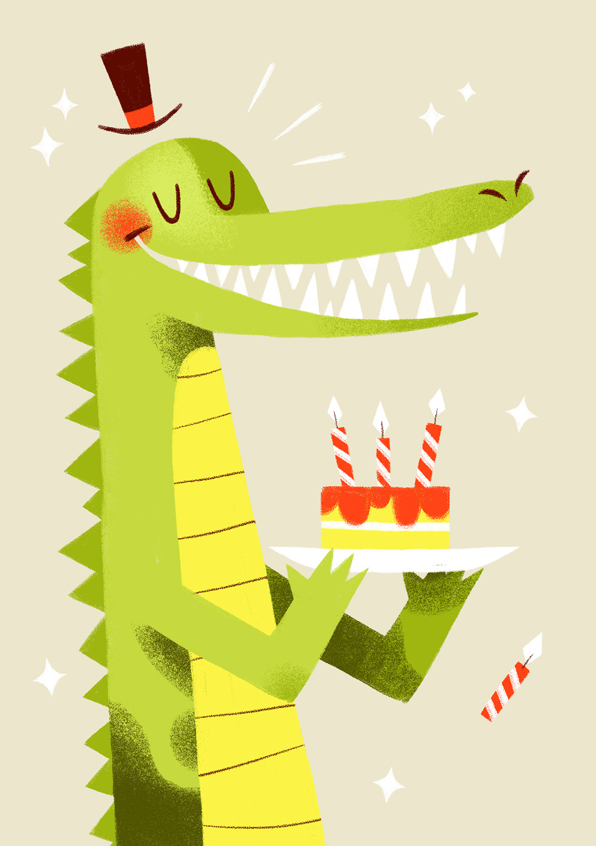 crocodile cute card Birthday celebration greeting card ILLUSTRATION 