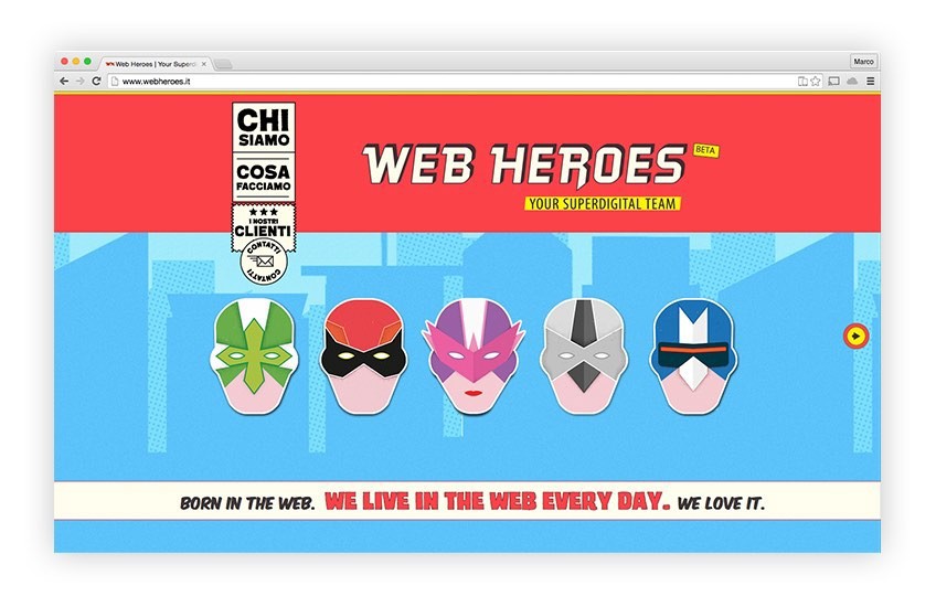 web heroes web agency type lettering heroes business card mask color Form
