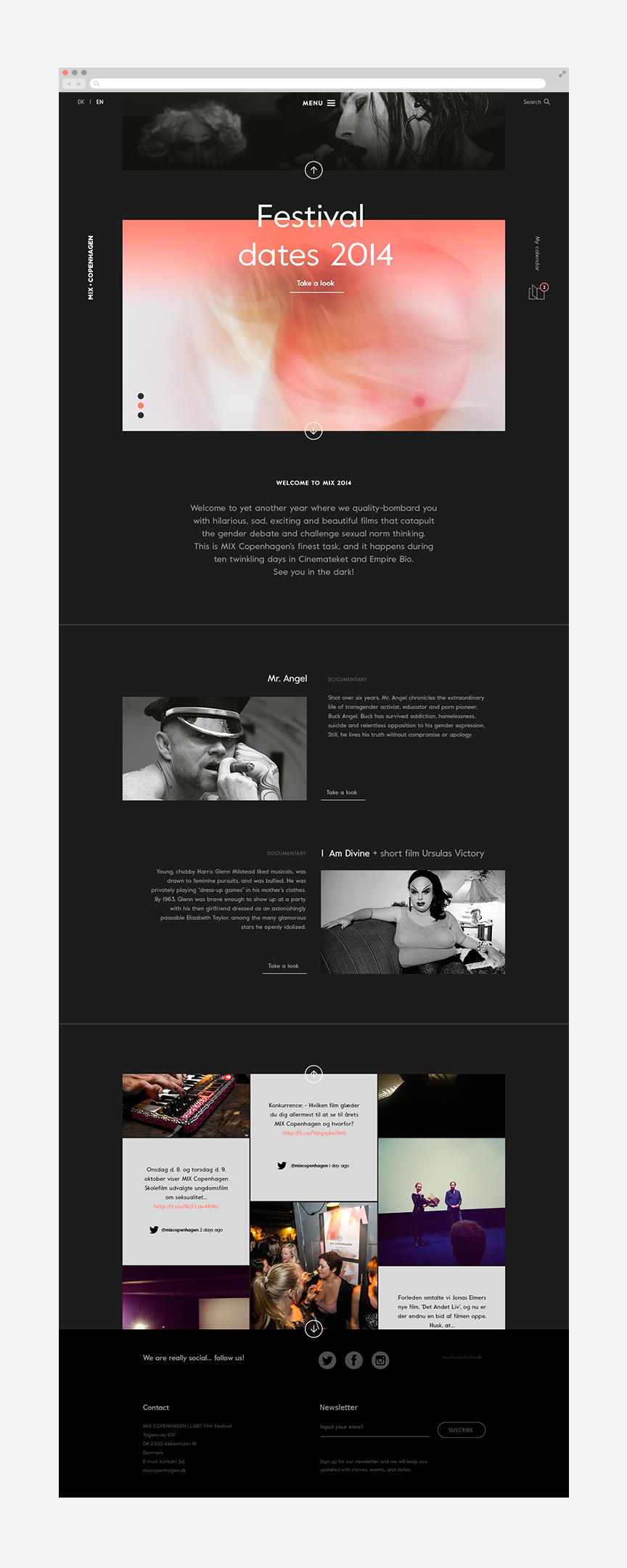 movie festival design graphic Web Responsive pink strip black mix identity poster Layout concept grid