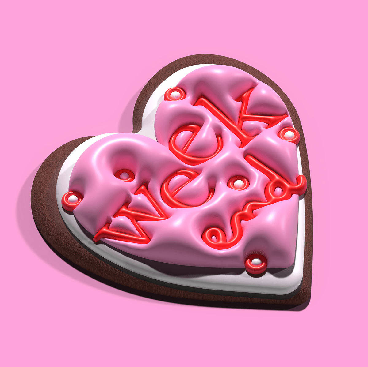 3D 3dillustrator cookie weekend 3dtypography pink Instagram Post