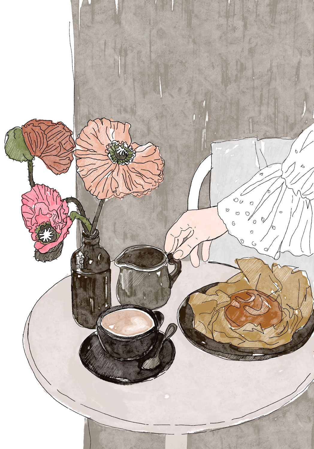 Coffee Drawing  ILLUSTRATION  lifestyle print pro create sketch Flowers Food 