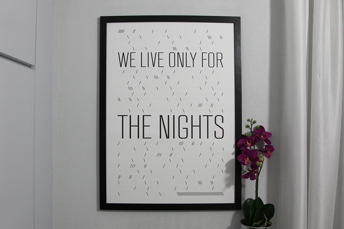 silkscreen poster night calendar Phosphor glow metallic pvc sticker transparent Munken RECYCLED