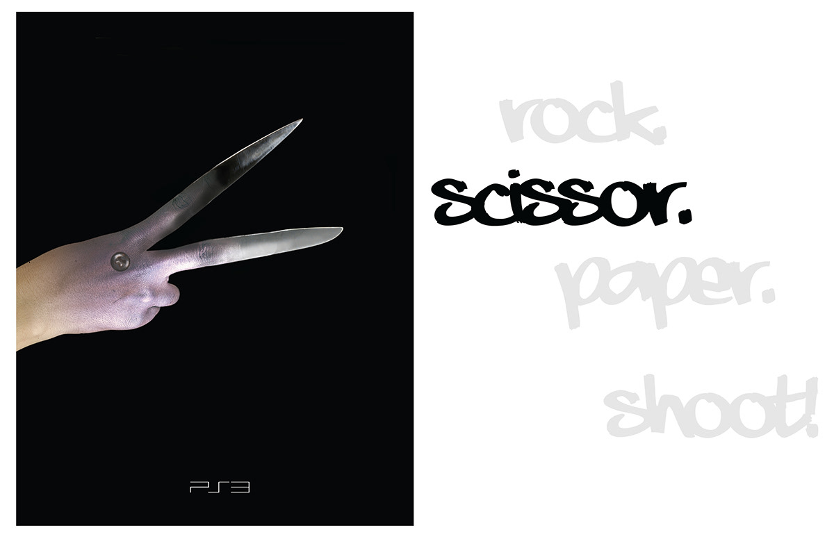 video game Photo Manipulation  multiple ads play station 3 rock-paper-scissor