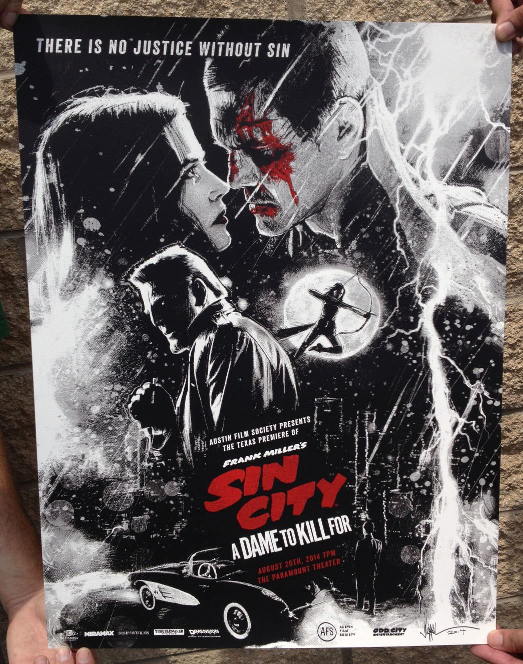 poster movie Sin City Frank Miller Robert Rodriguez screen print black White red dame to kill for