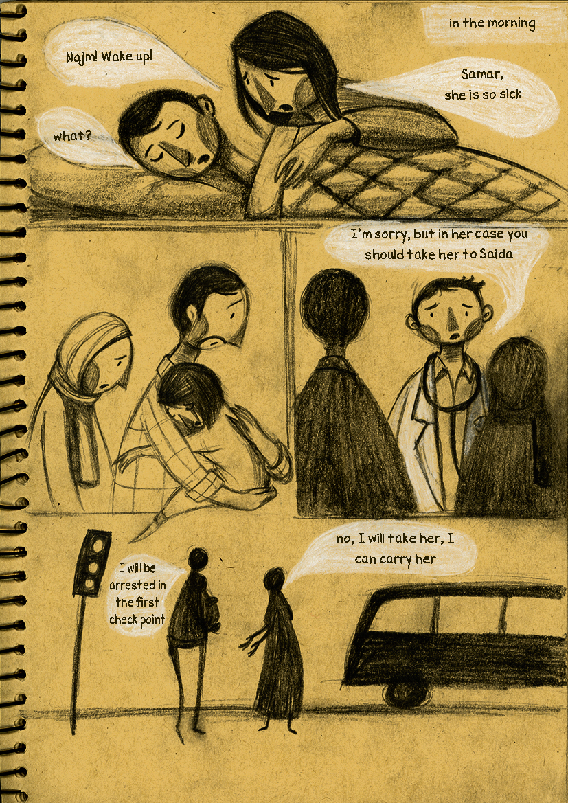 comic bande dessinée Drawing  Character design  tent Refugees lebanon War Discrimination checkpoints