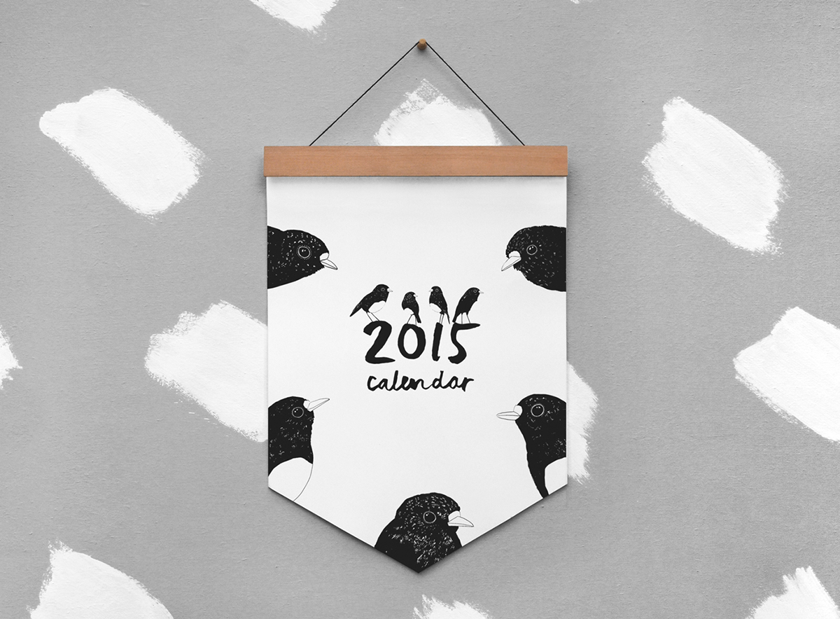 calendar 2015 Calendar bird calendar eco friendly calendar wooden calendar Bird Illustration new zealand made