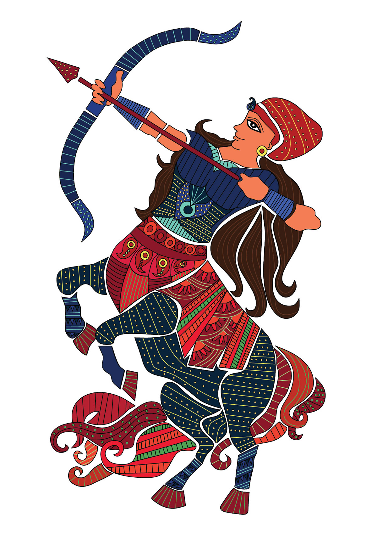 zodiac indian Kalamkari tribal charcters