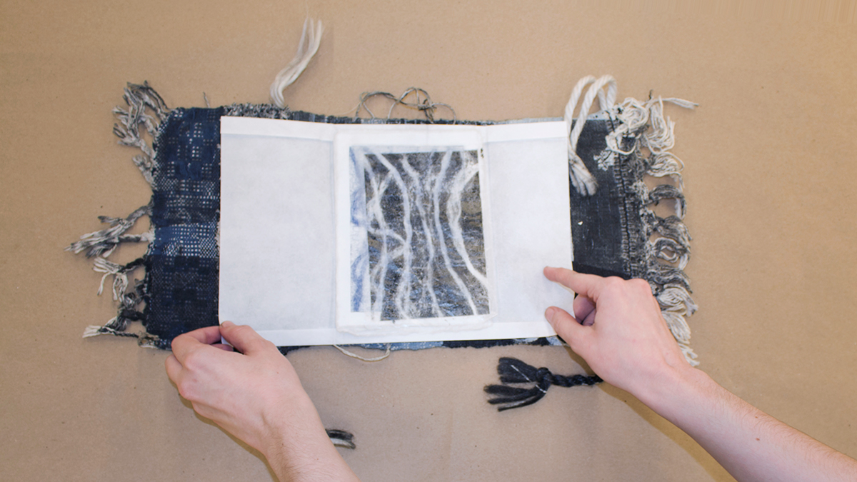 Artists' Book weaving etching soft ground prints printmedia relief mulberry table top loom fibers details texture delicate