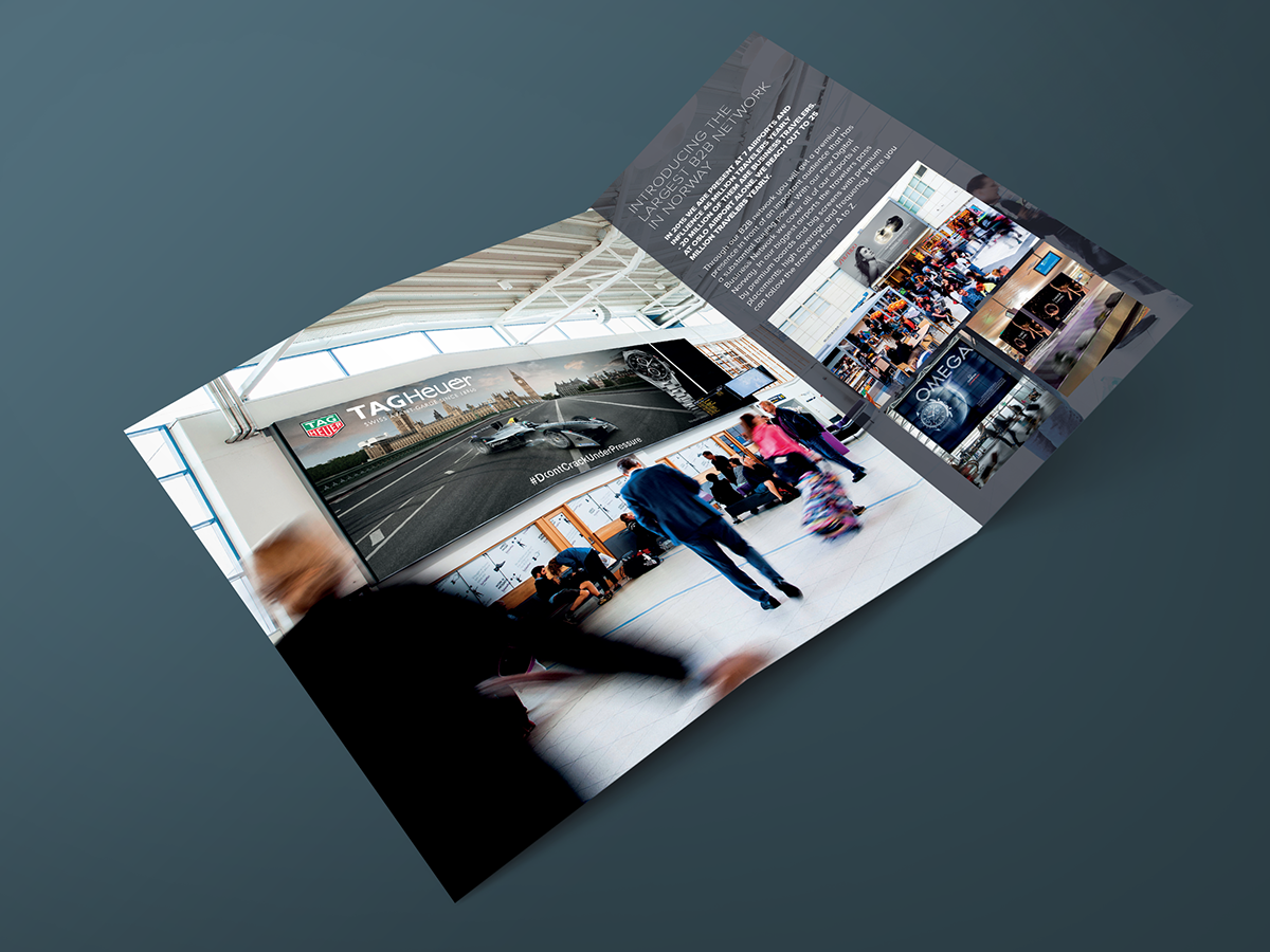 Clear Channel clear channel norway Freelance trifold brochure zfold Advertising Oslo Airport Advertising