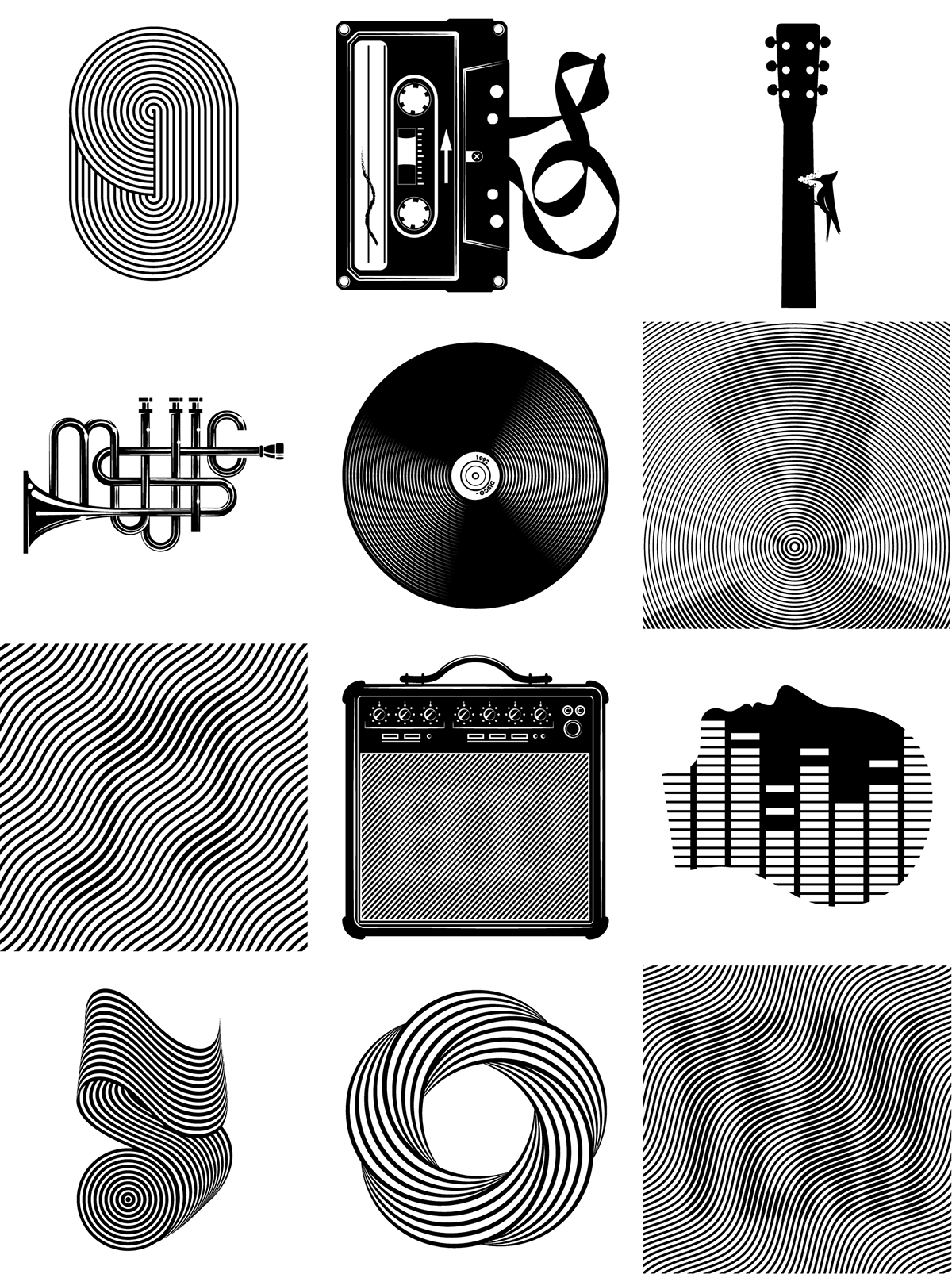 op art optical art musica song barcelona Urban outfitters shop sergi delgado design lettering type Illustrator London geometry