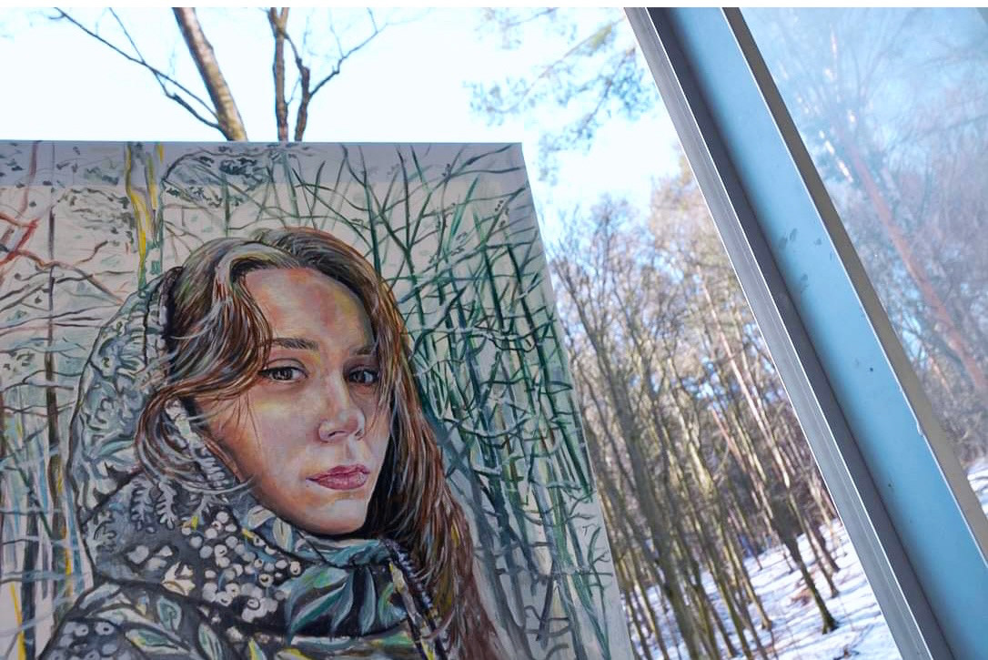 art cold forest małgorzatalimon oiloncanvas portrait winter