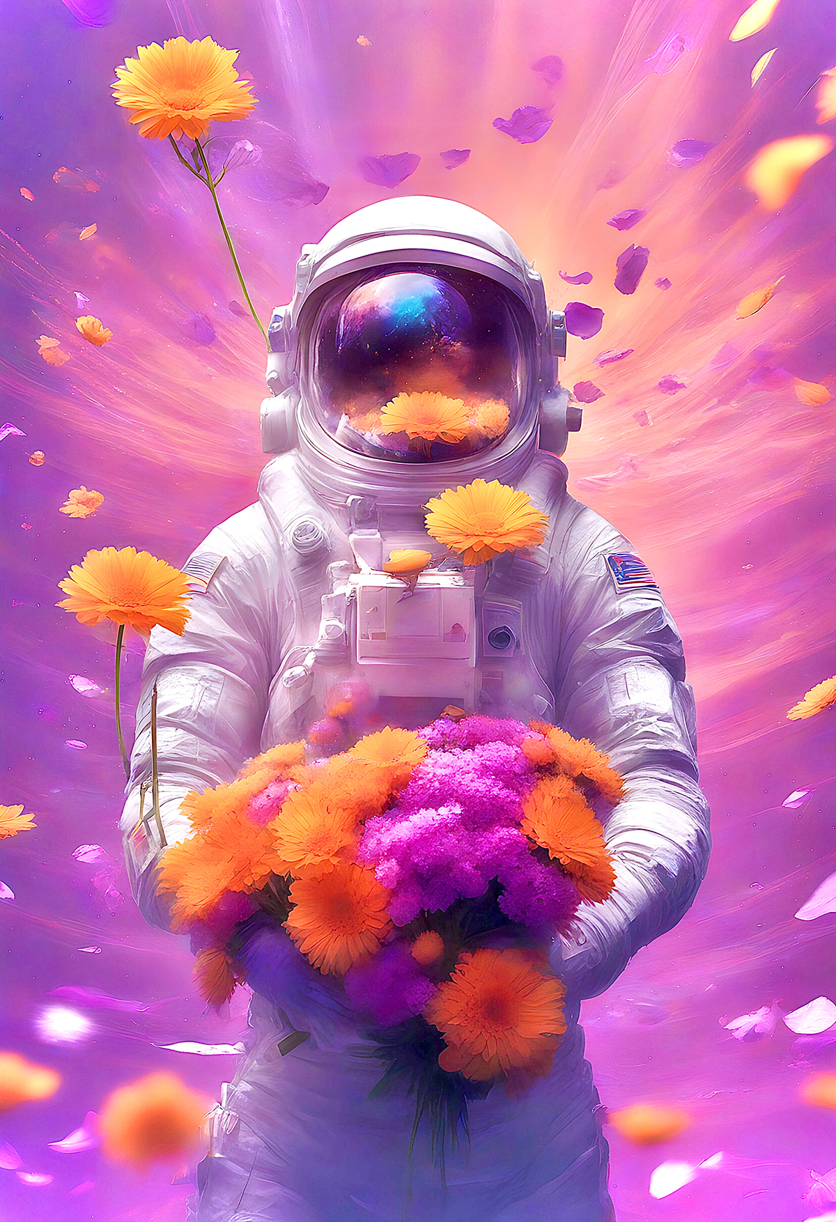 Synthwave retrowave astronaut Flowers dream anxiety Insomnia depression Schizophrenia bipolar mental health mental illness ai Ai Art aiart space travel alien world dreamscape AI assisted other world