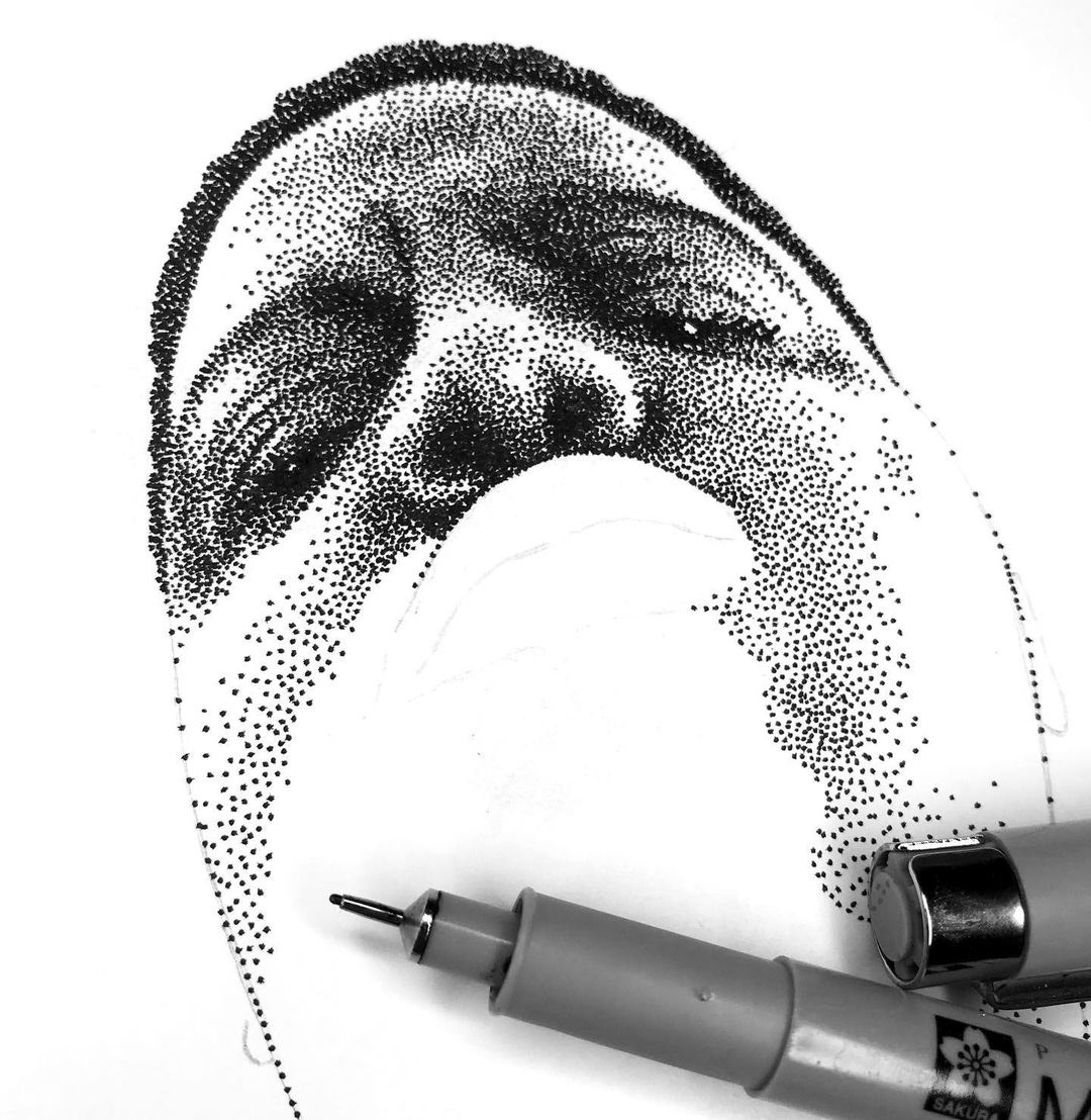 dotwork dots notorious big hip hop dessin Drawing  artwork black and white portrait rap