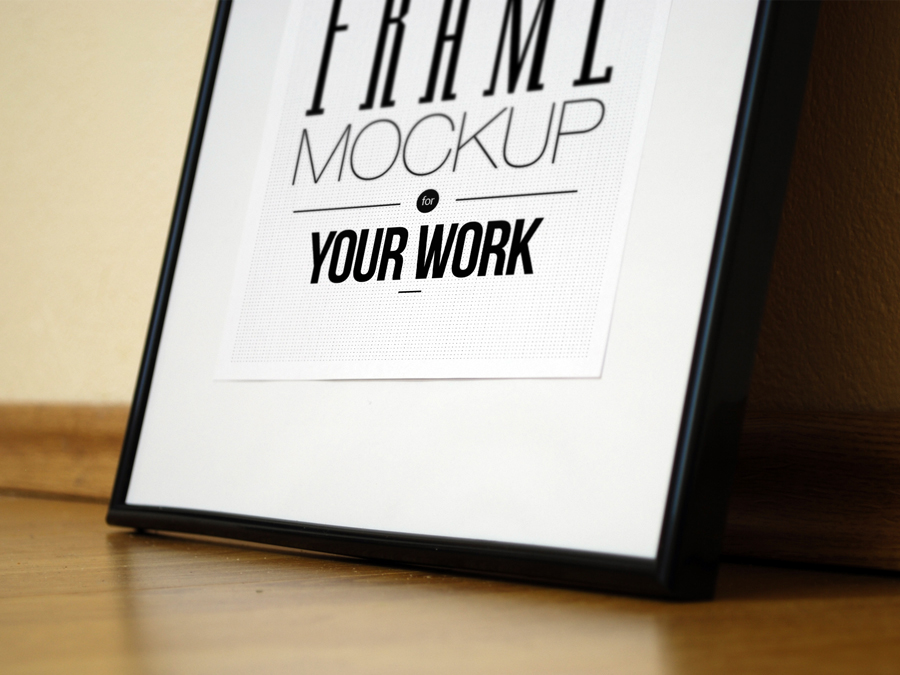 frame Mockup mock-up poster flyer artwork Picture paper wood Stationery