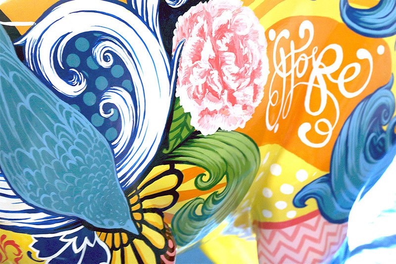 kangaroo Australian art Exhibition  Fibreglass Painted Colourful  floral fiigree