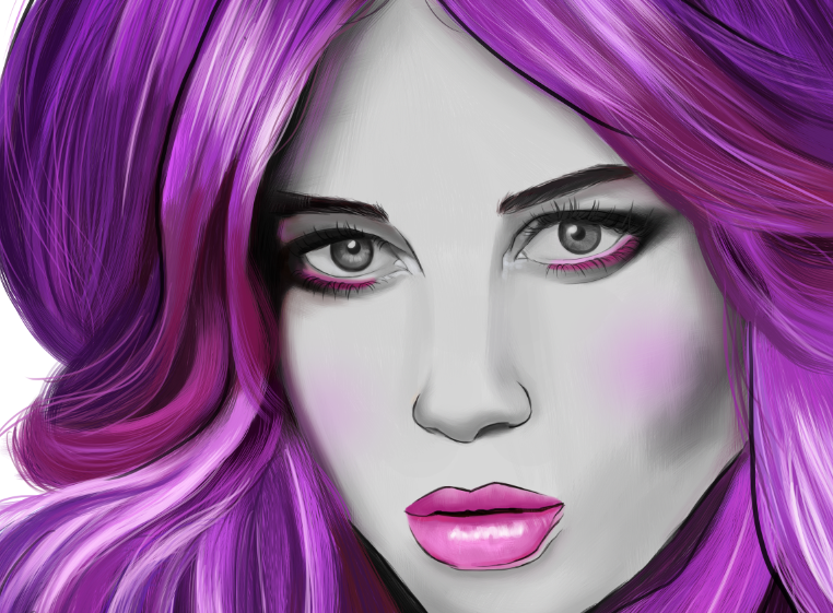 female pretty cool hair purple hair portrait photoshop realsim