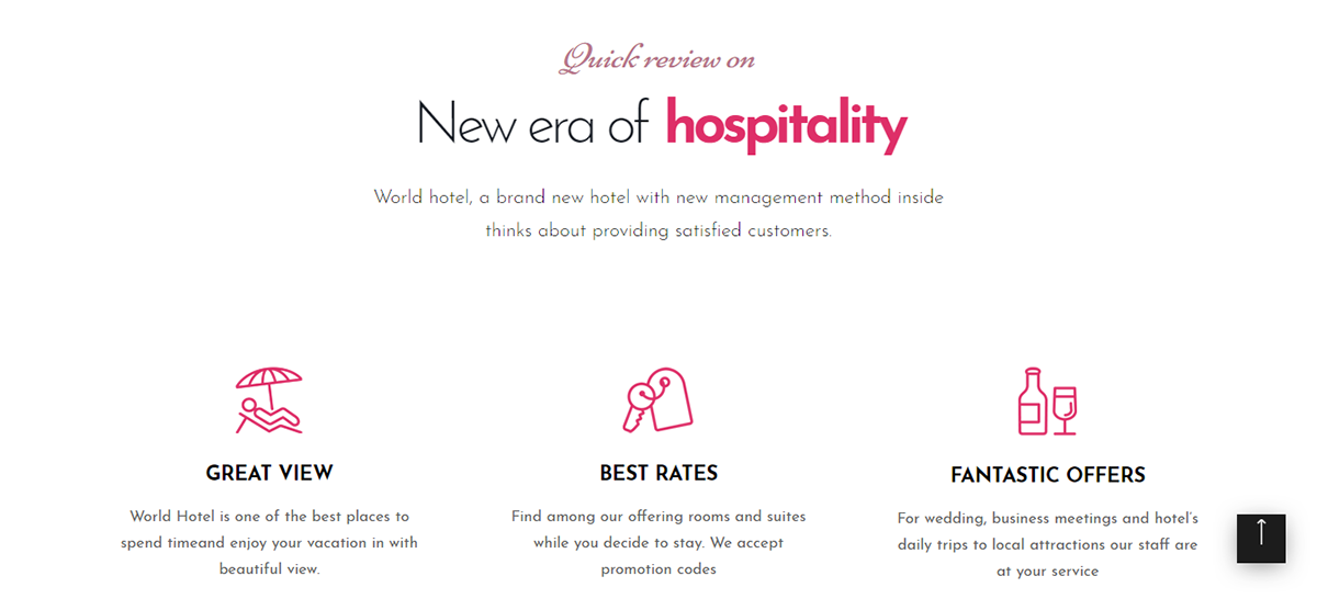 hotell landing page Webdesign Website