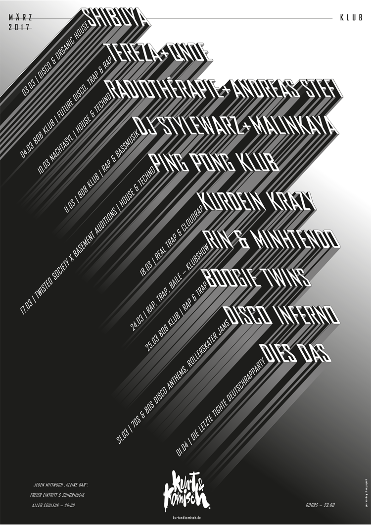 black & white clean typography   black Program poster flyer plakat club disco
