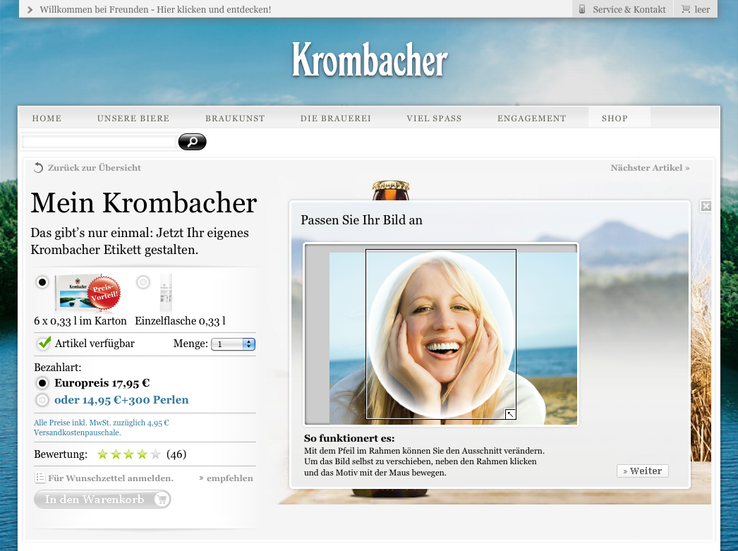 Krombacher interactive tool bottle designer pos online