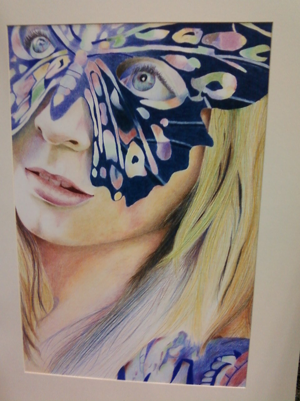 portrait color pencil collage graphite Marker self-portrait butterfly eyes