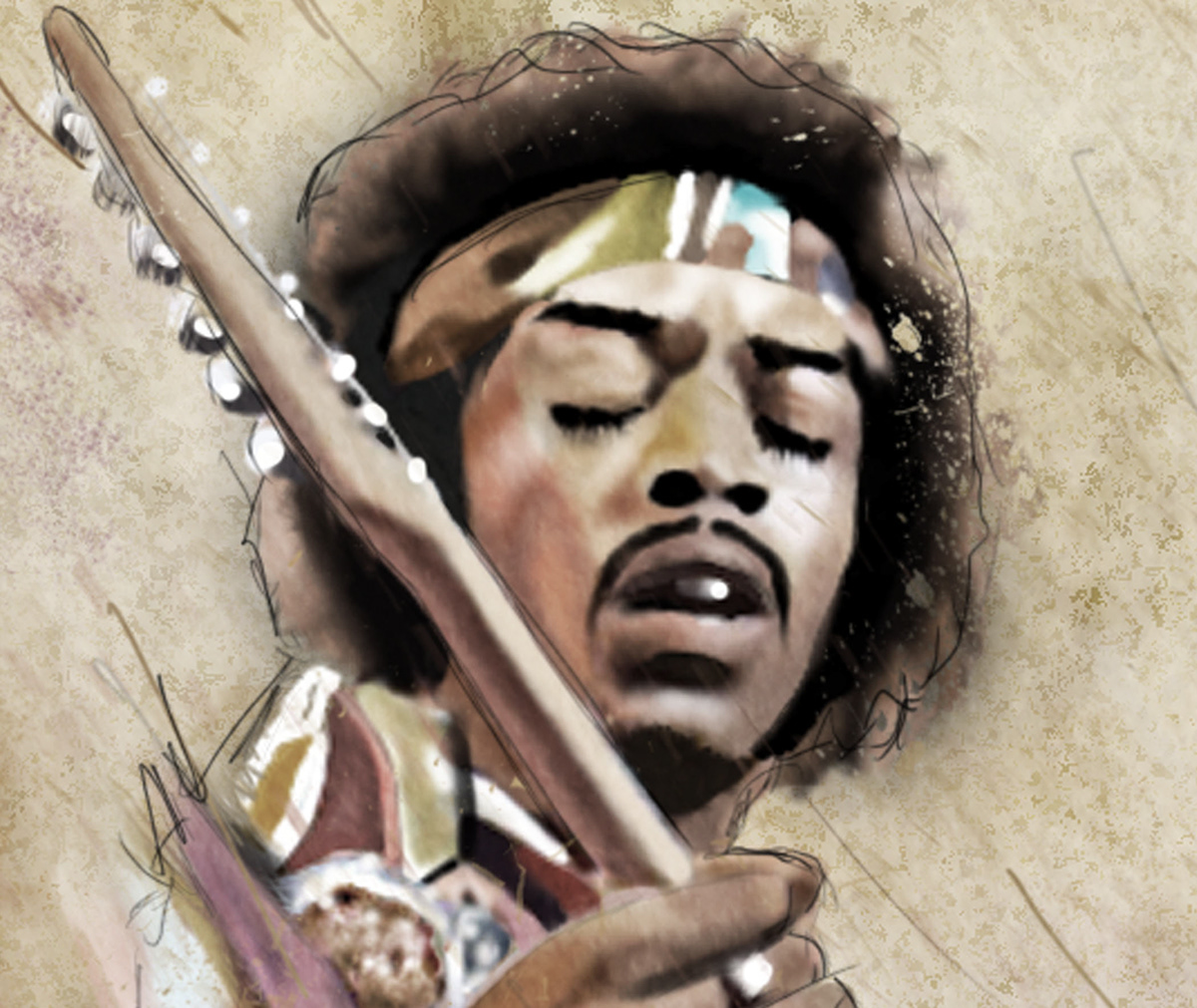 Jimi Hendrix digital painting kenneth oklahoma green