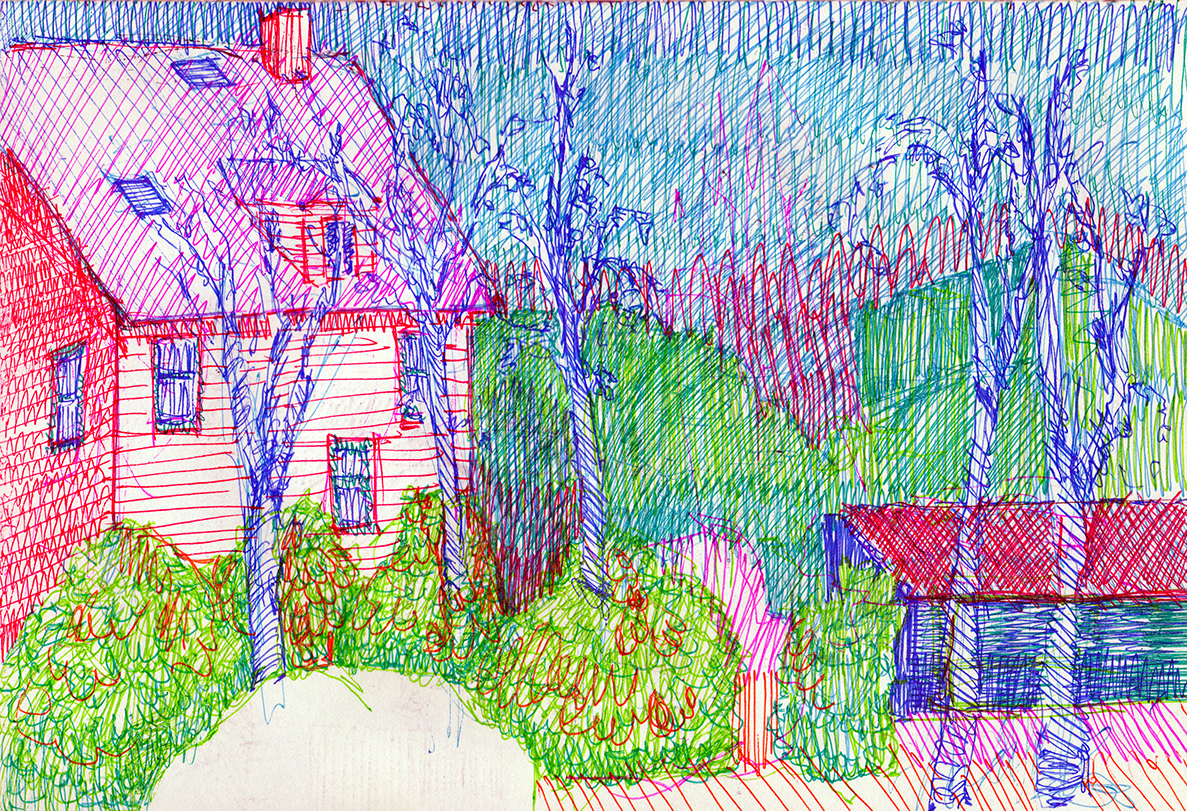 sketchbook pen studies doodles color saturated sketch observational fictional surreal strange scratchy akward