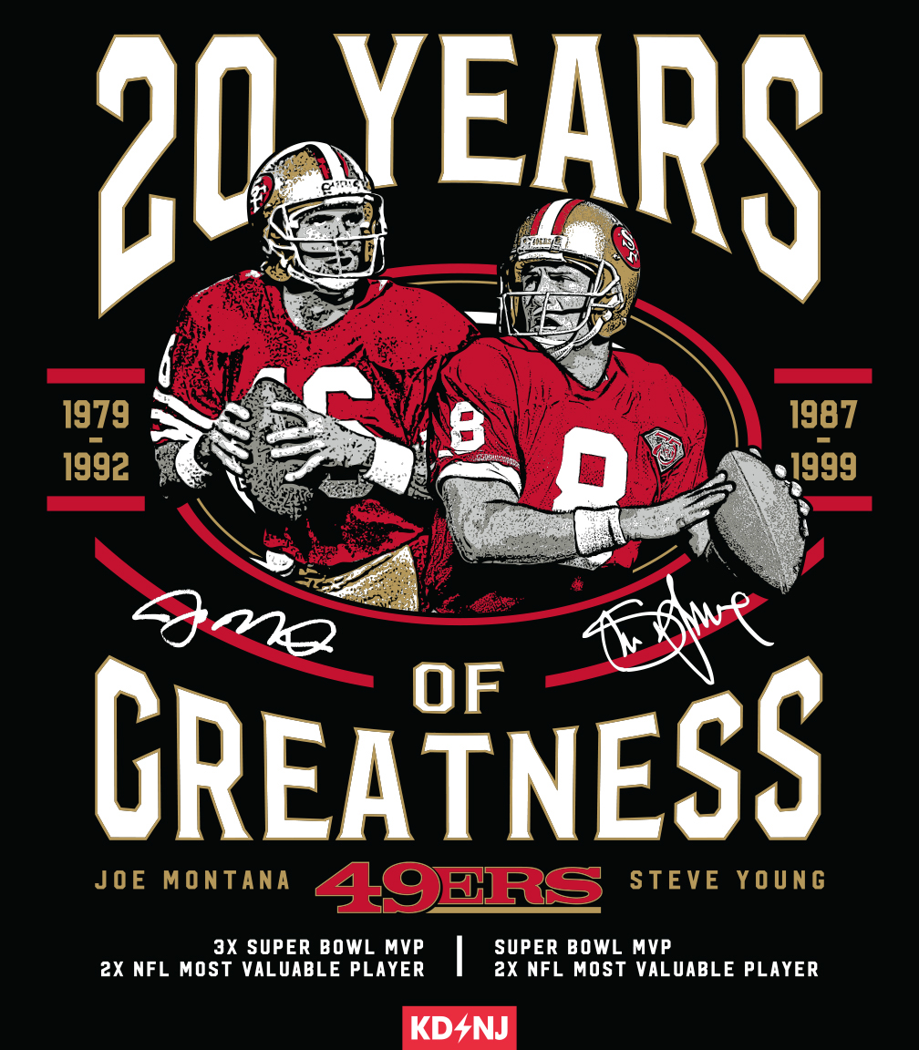 nfl Niners niners nation Joe Montana Steve Young 49ers san francisco 49ers ILLUSTRATION  artwork vector