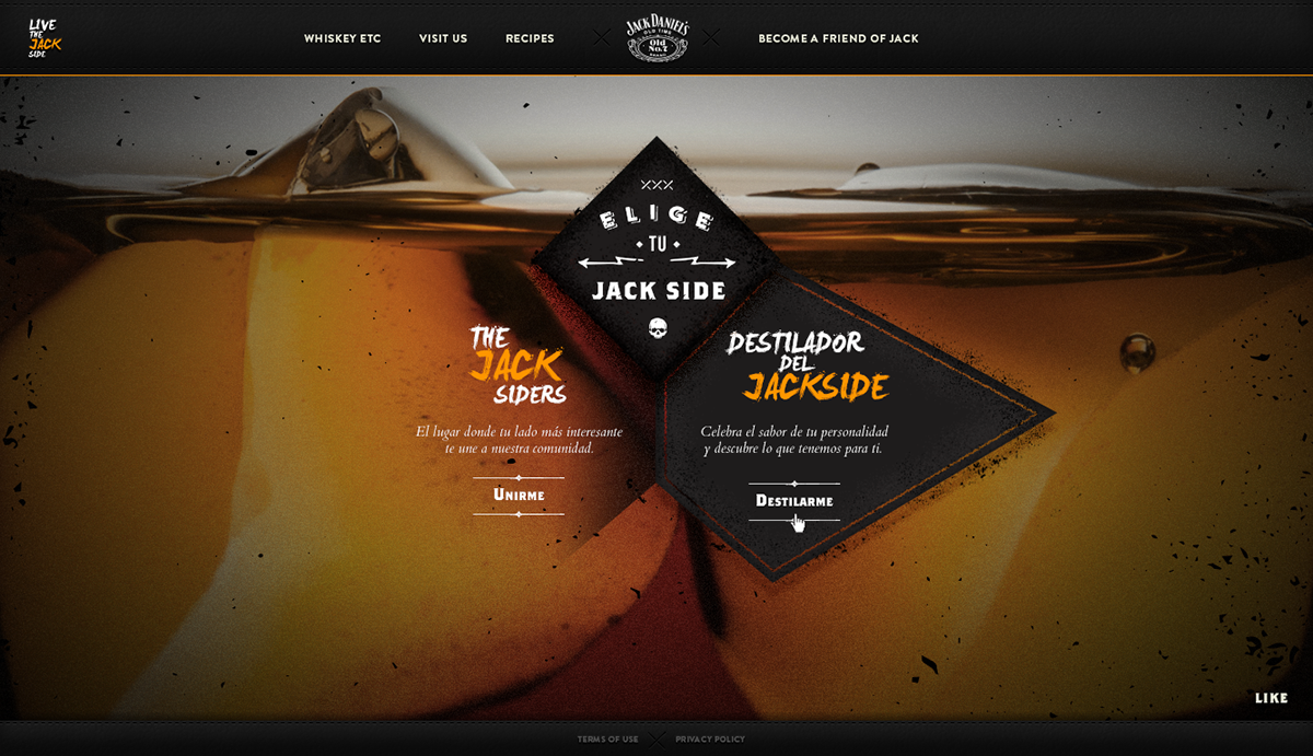 jackdaniels Web interactive Whiskey texture grunge online digital 16:9 black splatter speckle White dirección de arte