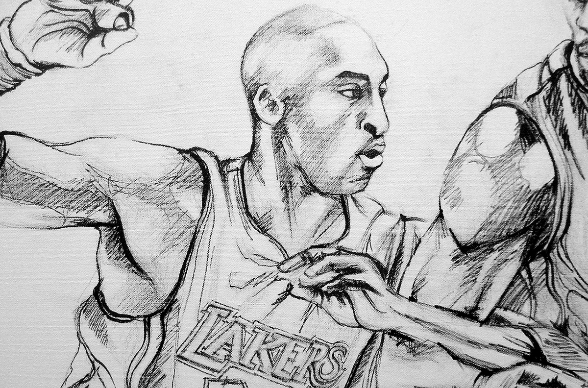 NBA kobe Kobe Bryant All-Star Weekend all-star Miami Heat miami LeBron James basketball canvas acrylic Lakers houston 2013 NBA all star