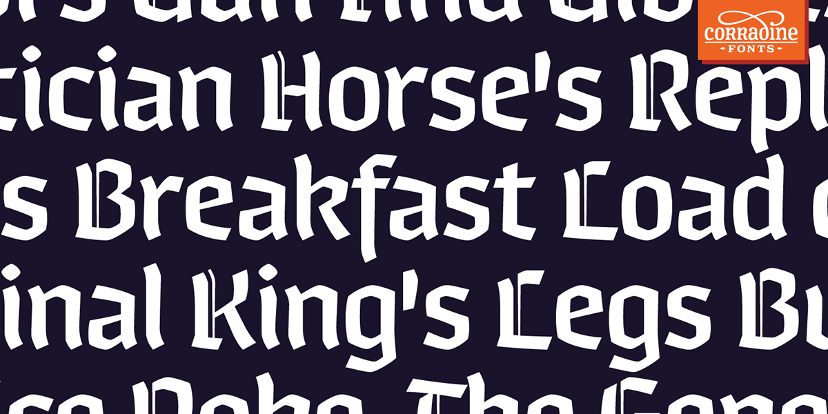 Blackletter textura font gotica Typeface strong broken contemporary family