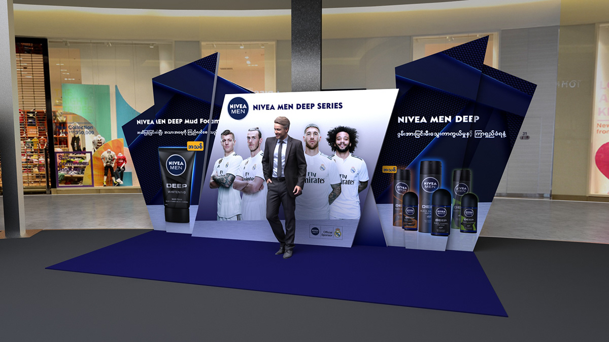 Nivea product activation Event 3d design AUNG NAING TUN myanmar burma Real Madrid yangon