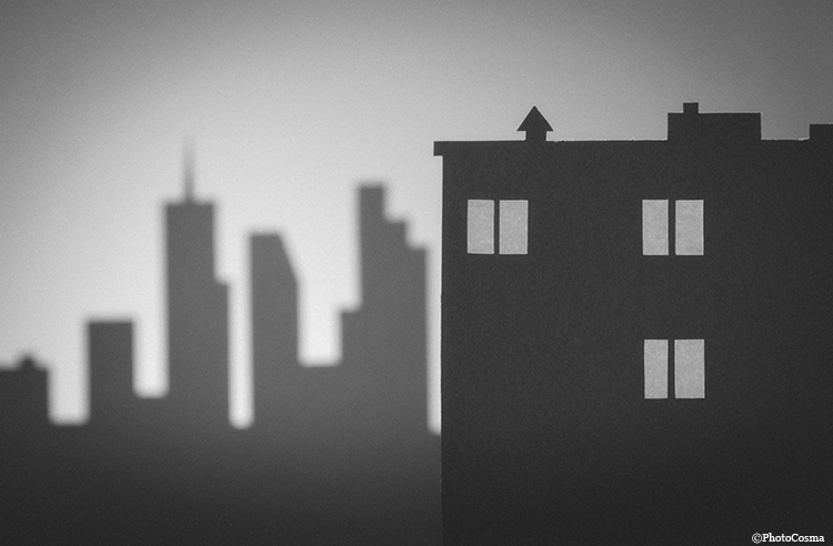noir city Silhouette cutout dark mood scene Urban night twilight atmosphere macro Landscape film noir paper