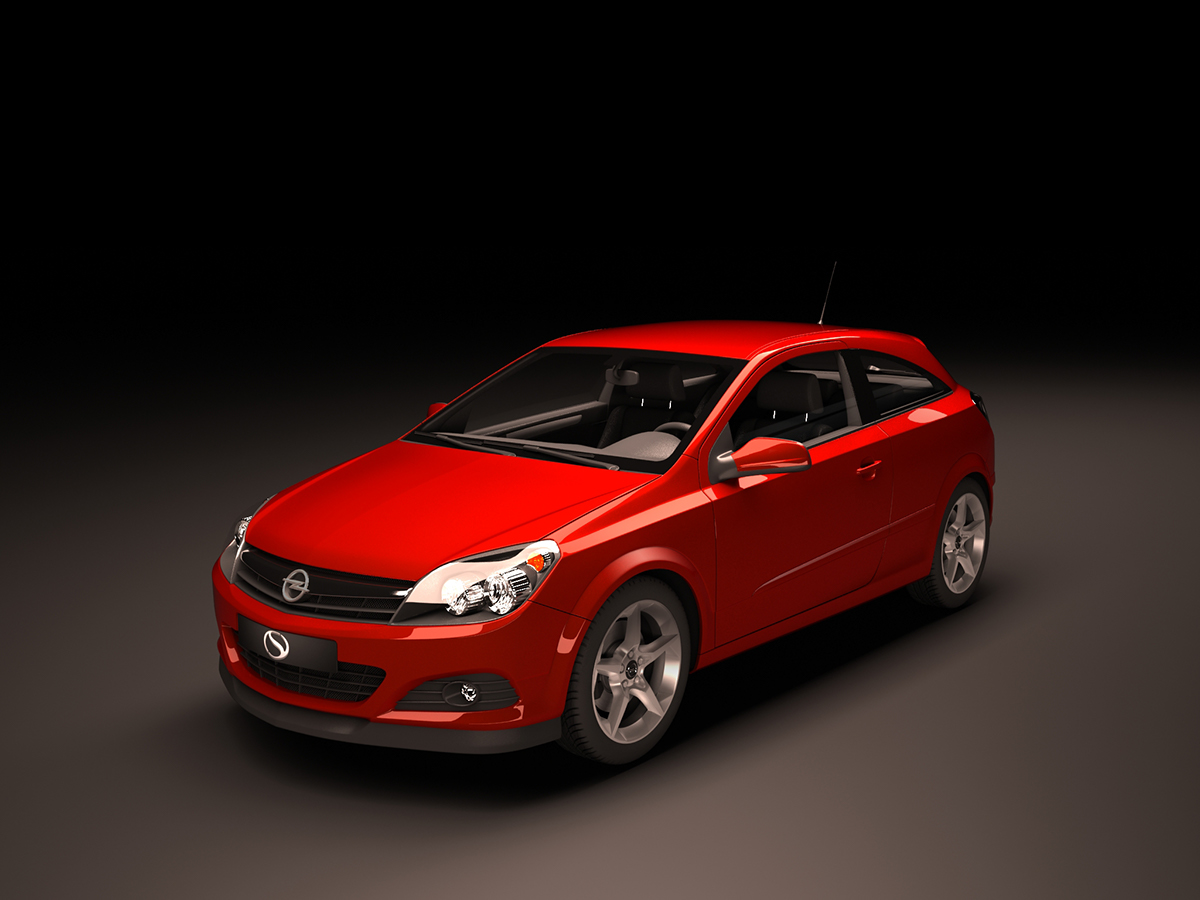 car opel astra 3d render 3d car red car