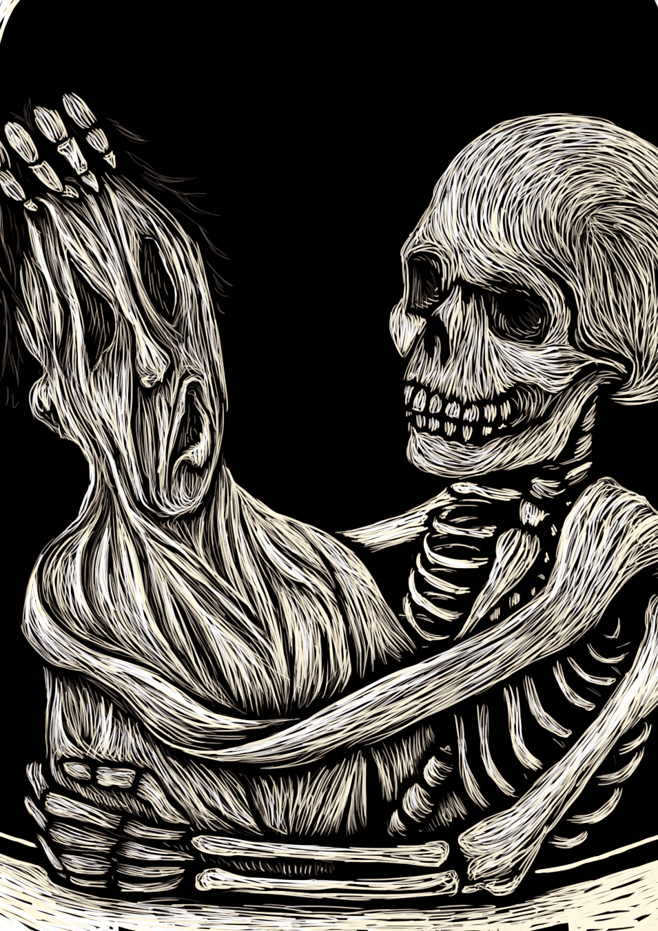 true love psychopathia sexualis skin skeleton digital Illustrator linocut scratchboard thomas ott Love
