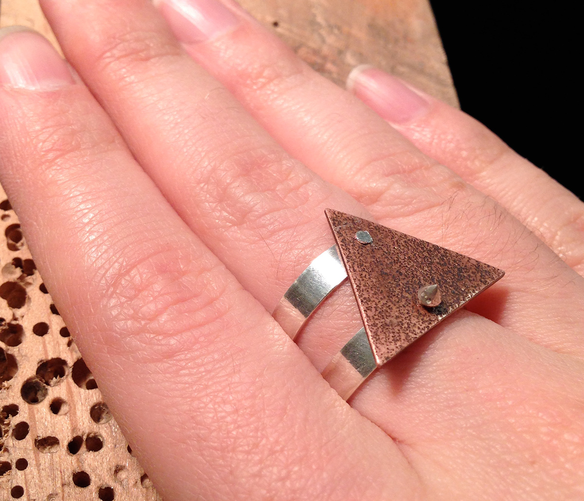 sterling silver copper ring precision Stone-setting Jewellery goldsmith triangle square synthetic gem casting lost wax casting Rivet