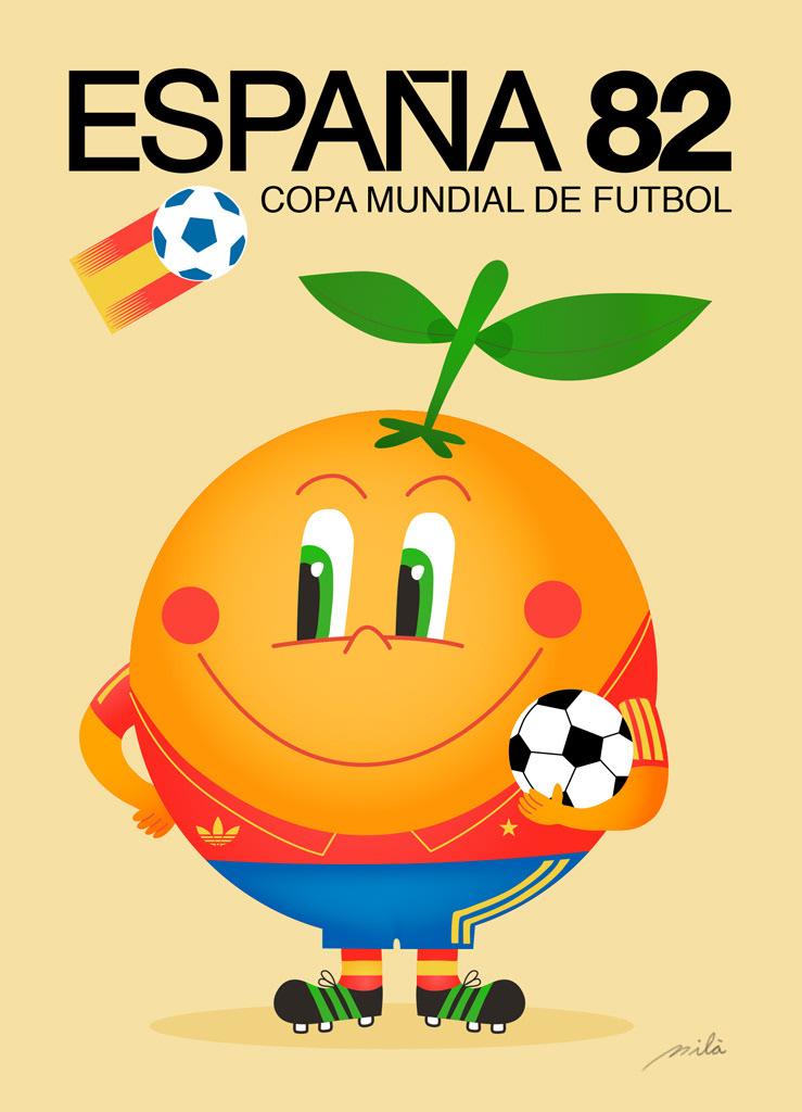 art print giclee naranjito Futbol La Roja soccer football Espana 82 Spain 82 FIFA World Cup 2014 FIFA 1982 FIFA Mascot FIFA mascot