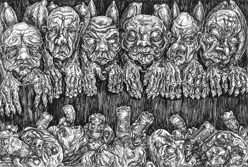 ink artwork invasion Emotional psychology philosophy grotesque surrealism ILLUSTRATION The Highest Сaste