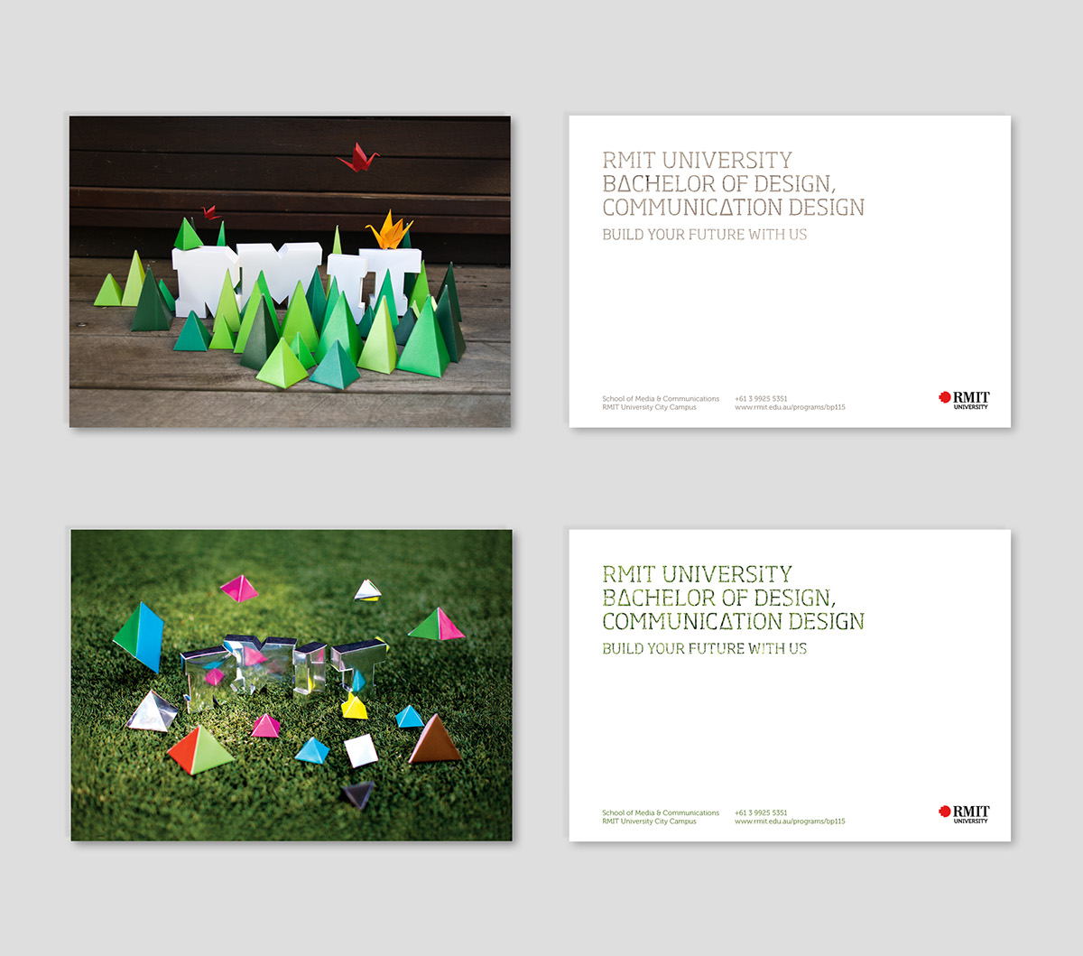 blocks colour grass forest 3D installation postcards geometry Communication Design University RMIT