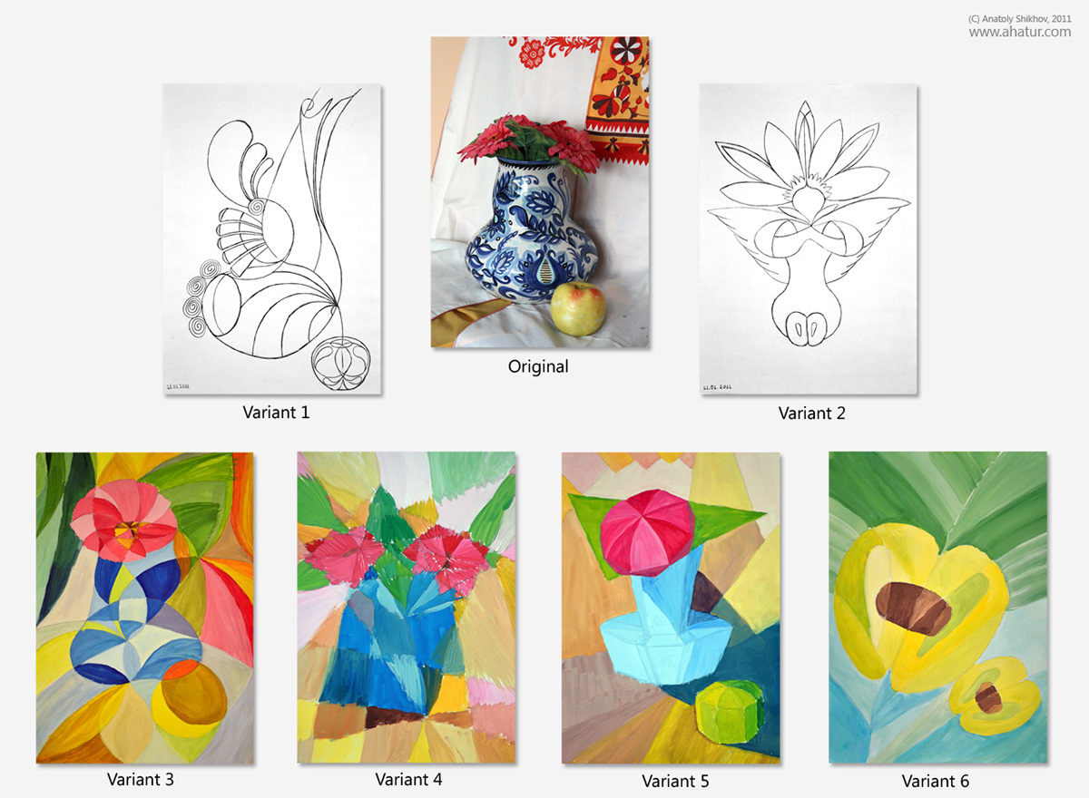 abstraction flower mood spirit guache pencil graphipe Vase Ispiration trend 2011