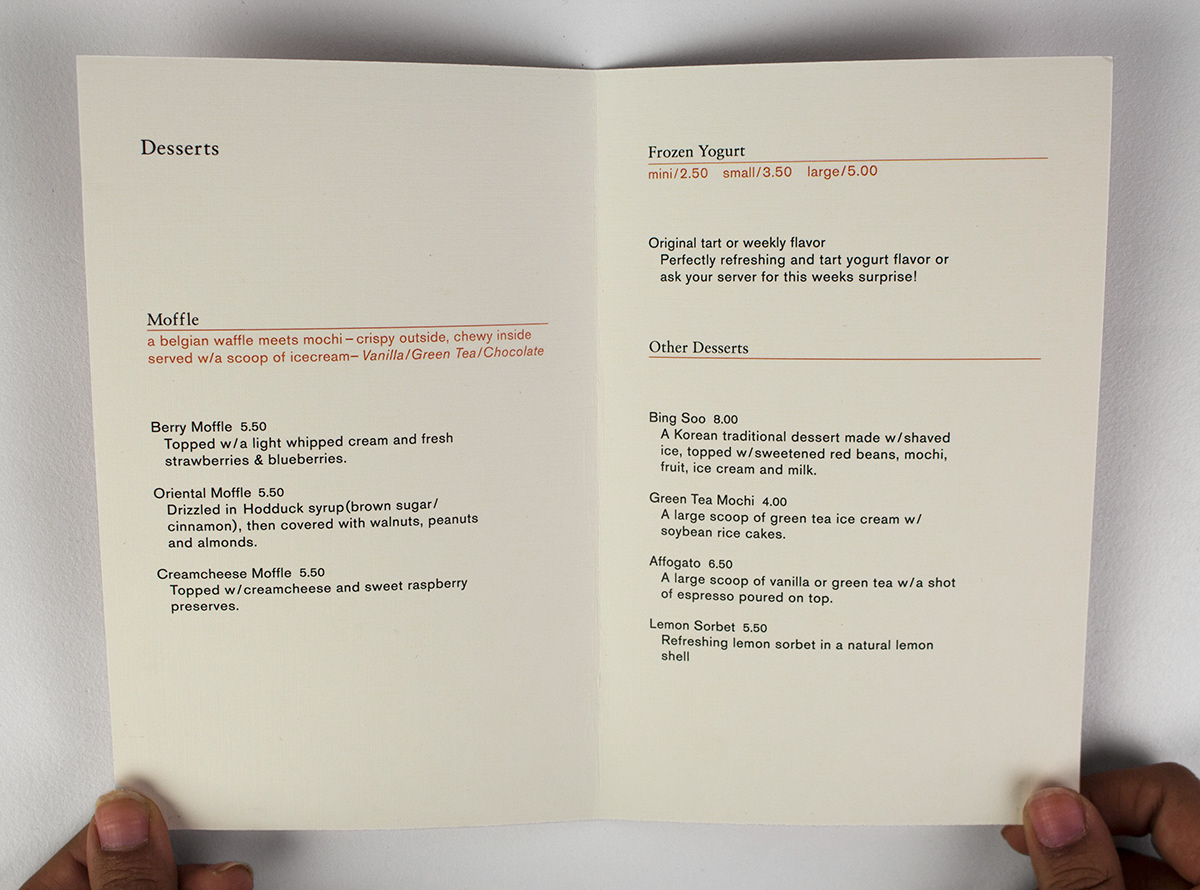 Menu Redesign menu Japanese bookbinding pattern color