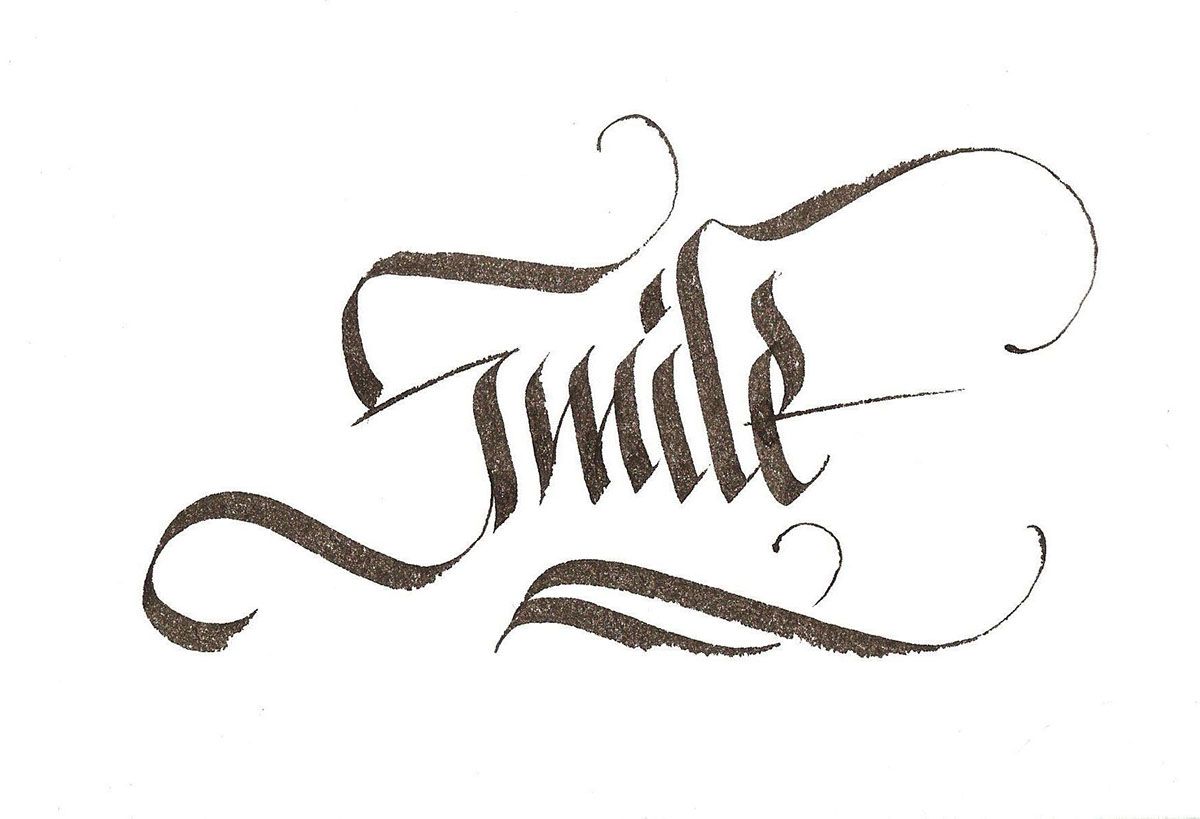 kaligrafika kaligrafia typografia Liternictwo smile petross