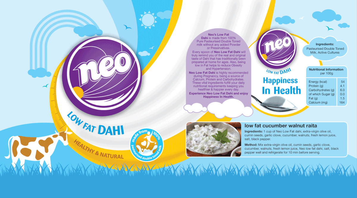 Packaging Label dahi Dairy Product yogurt label design plastic wrap happiness Food 