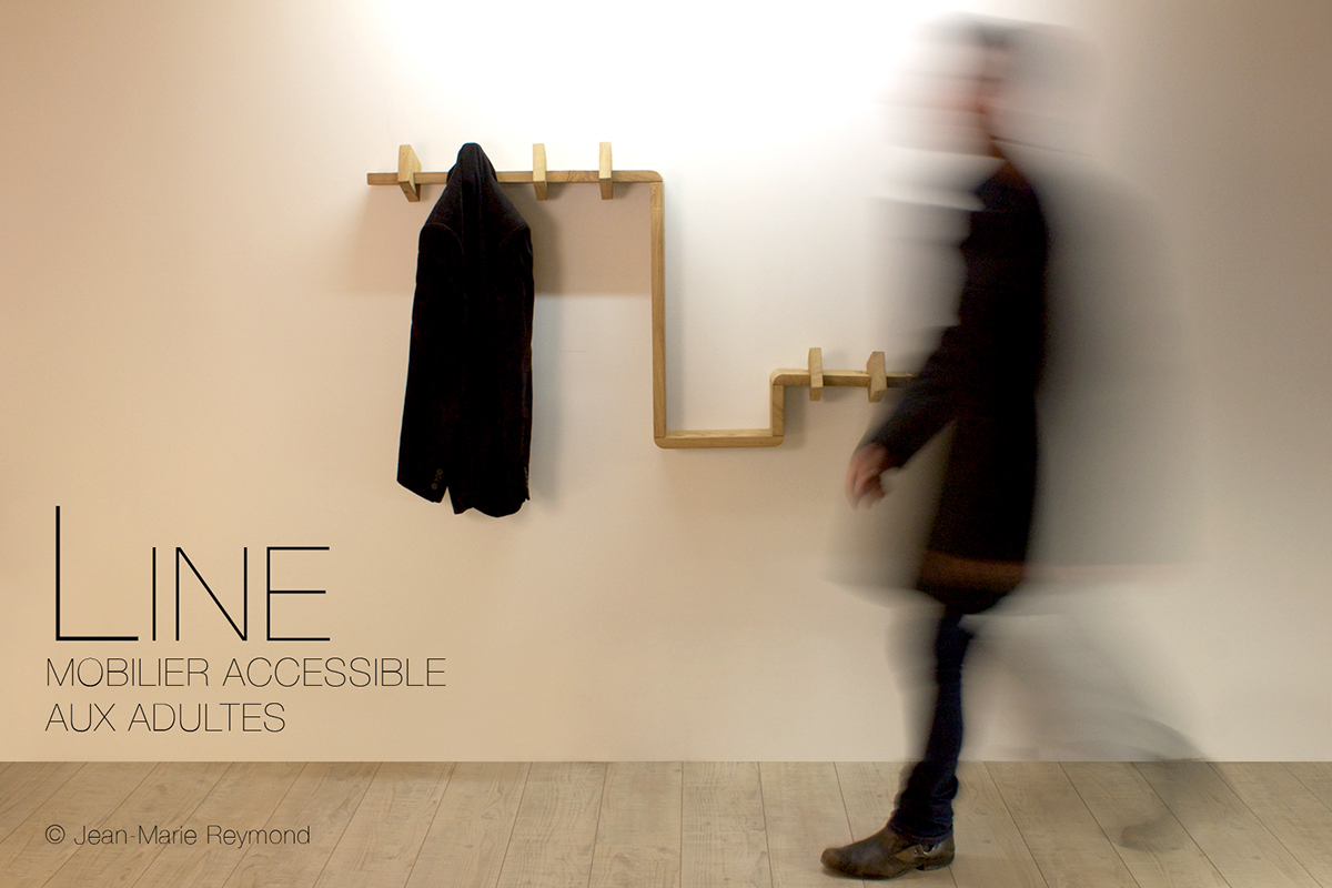 mobilier furniture design designer jdce portemanteaux coathanger accessible Accessibility handicap pmr sixiemesens sixthsense Biennale chene