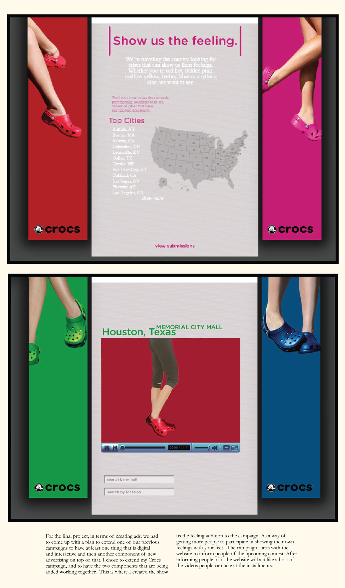Crocs feeling color shoe bold web page interactive savannah college of art and design SCAD Advertising