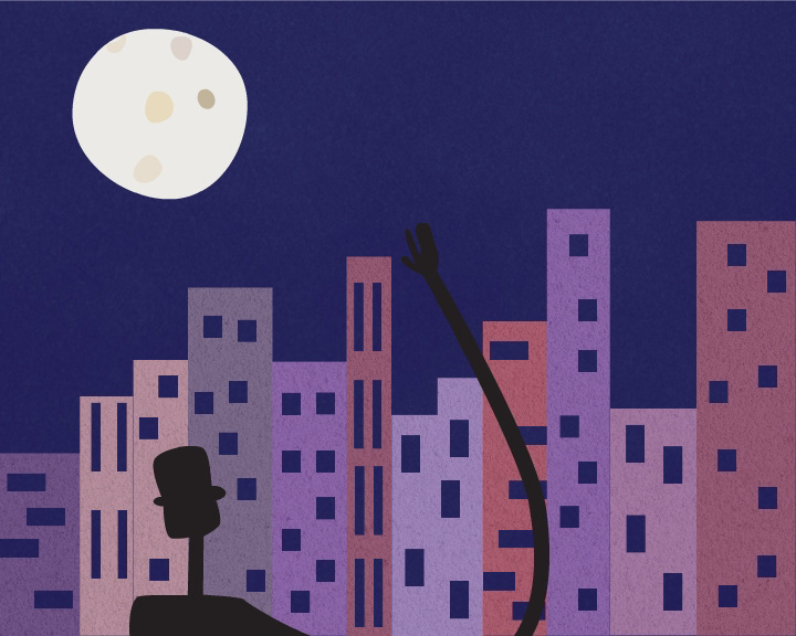 tihana moon Vector Animation birds record night cityscape colors idea rain drops fresh