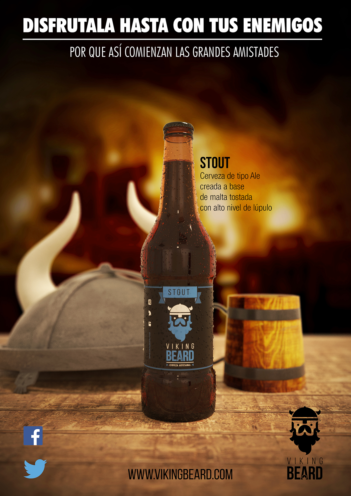 beer viking beard 3D dragon Tavern bottle billboard enemies friends cerveza vikingo hair mustache brand