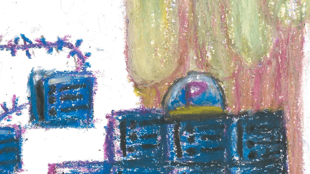 Oil pastel painting details - illustrations for business magazine campaign - Mario bros world