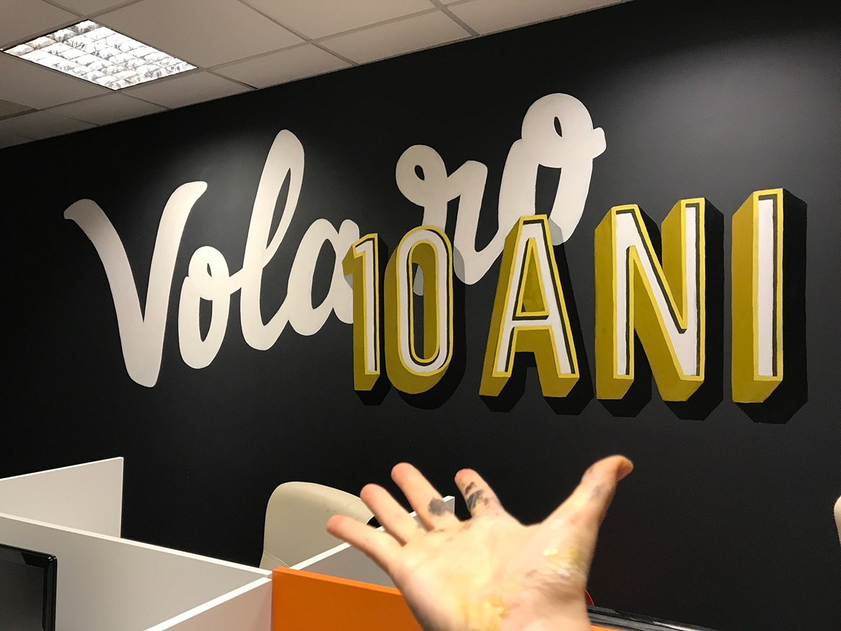 Mural Office painting   tourism Travel vola.ro anniversary 3D Type lettering bucharest